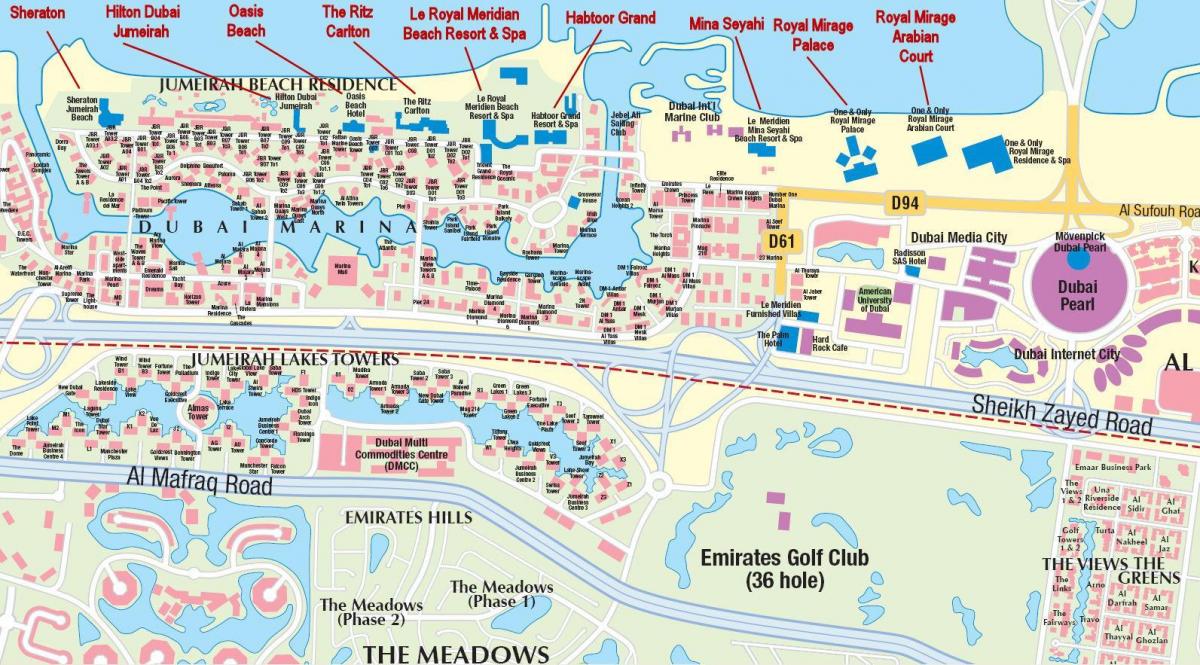 Dubai marina peta dengan nama bangunan