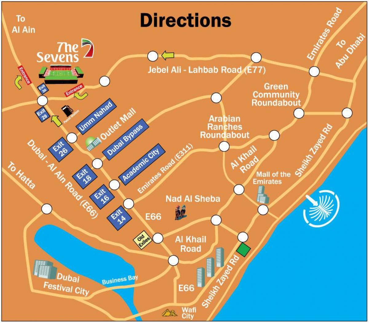 tenis Dubai peta lokasi