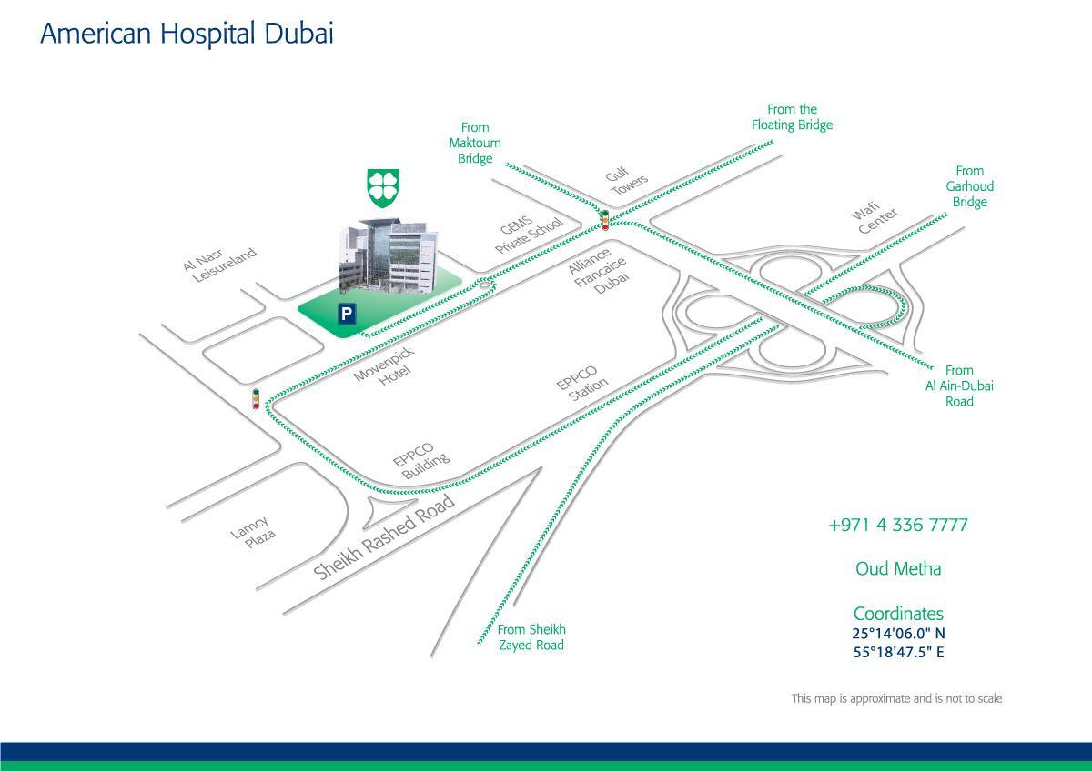 peta rumah sakit Amerika Dubai