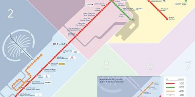 Dubai metro peta dengan trem